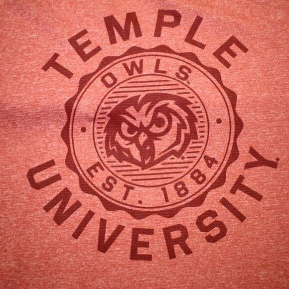 Champion Athletic Wear Temple University Owls Pastel Red T-Shirt - Size Large - Picture 2 of 4